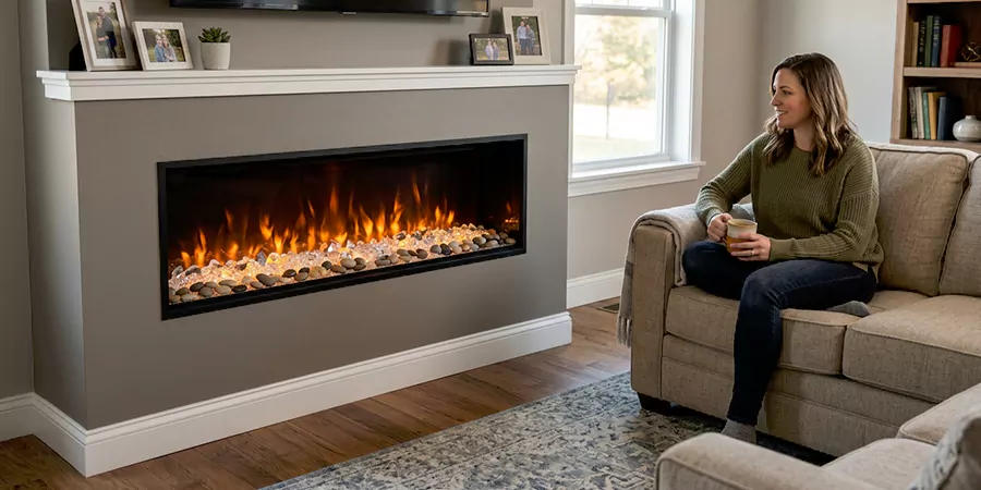 Electric Fireplace With Crystal and Pebble Embers Norwalk